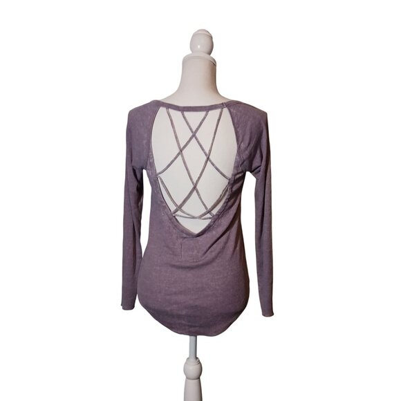 NEW Chaser‎ Burnout Strappy Open Back Ribbed Long Sleeve T-shirt Size M - Picture 3 of 8